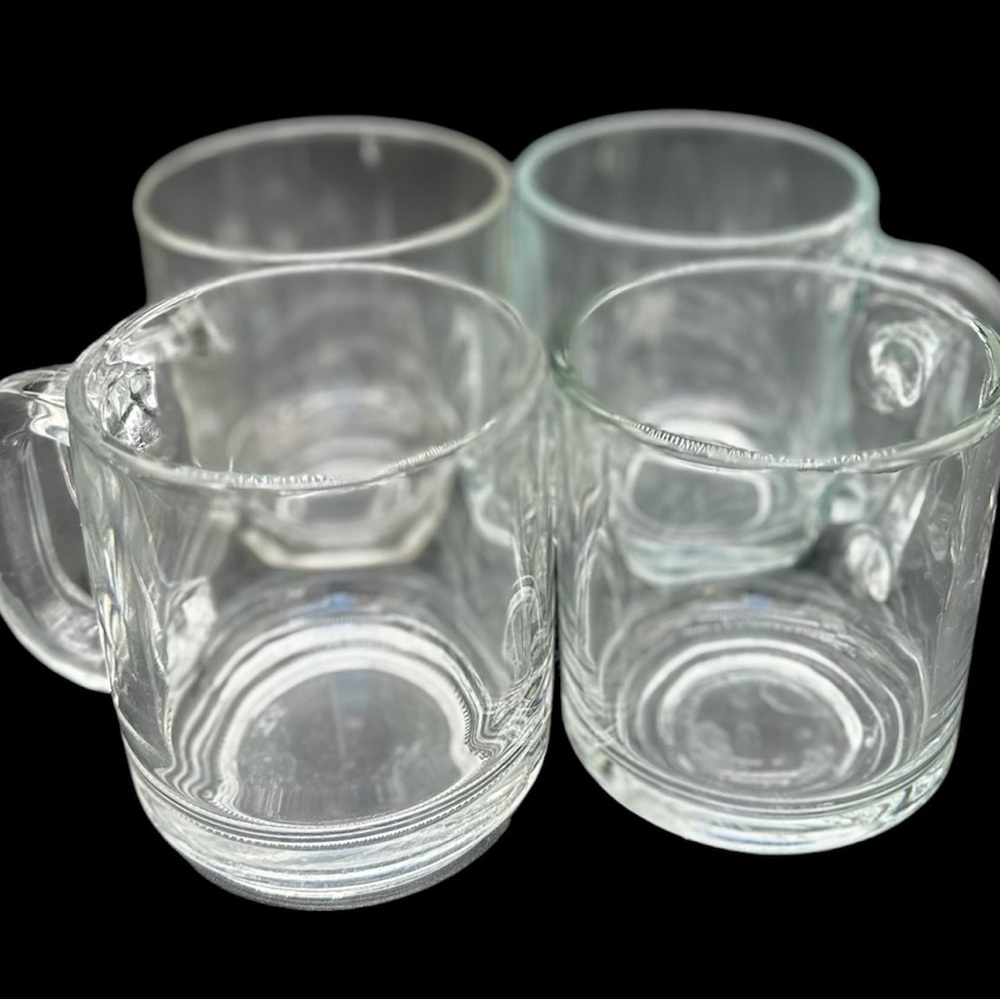 ☕ Vintage‎ Krups Clear Glass Coffee Mugs Set of 4 France 11 oz ☕